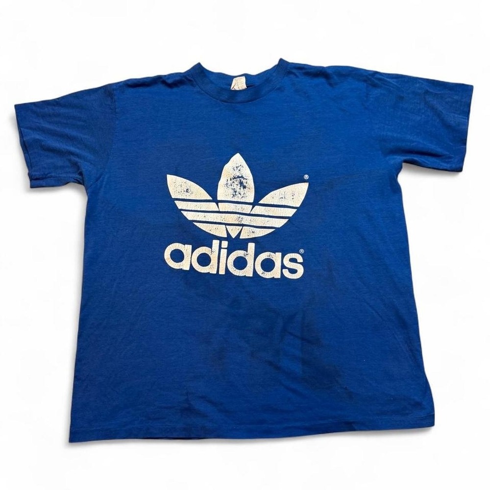 Vintage 80s Adidas double sided trefoil single stitch T-shirt fits large READ